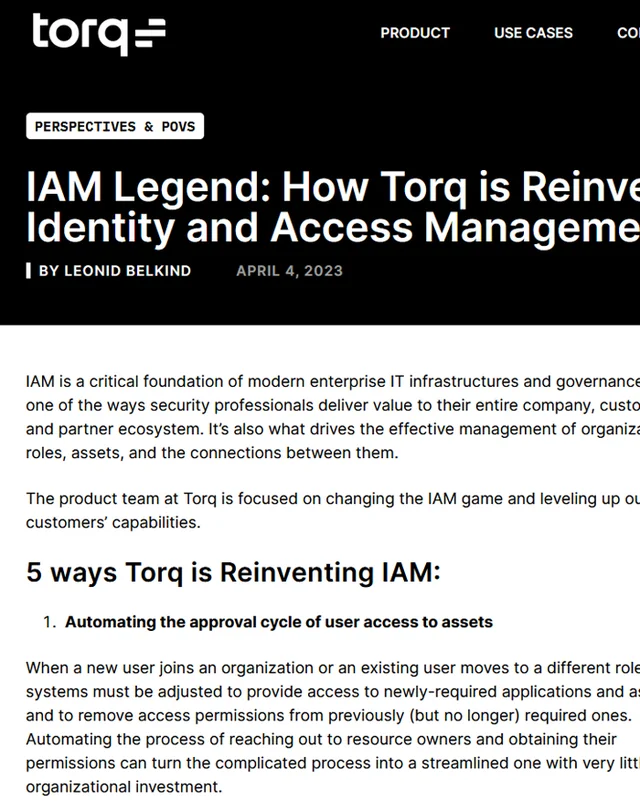 IAM Legend: How Torq is Reinventing Identity and Access Management
